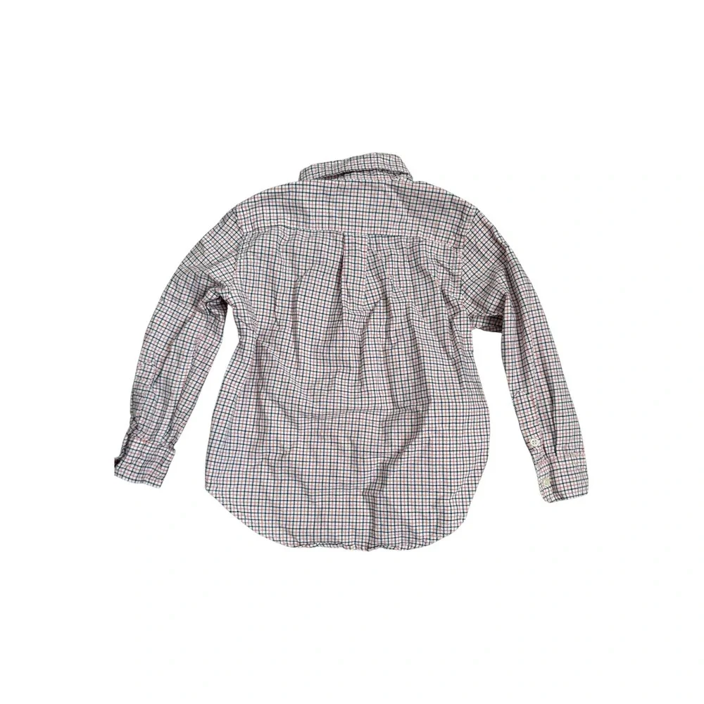 Polo Ralph Lauren Boys Plaid Button Down Shirt Long Sleeve Orange Navy Size 4‎